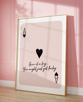 Ace Of Hearts Print, Custom Quote, Lucky You Poster, 5 of 7