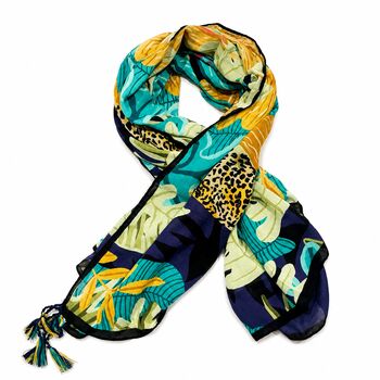 Midnight Jungle Leopard Sarong Scarf, 5 of 6