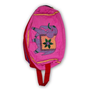 Upcycled Elephant Pink Red Pouch Bag, 5 of 6