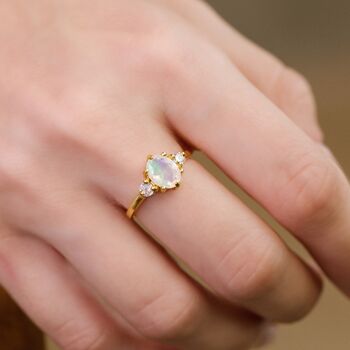 Opal Ring In Sterling Silver And Gold Vermeil, 9 of 9