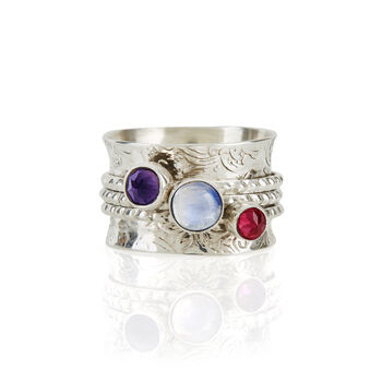 Mystical Yin Amethyst And Moonstone Spinning Ring, 4 of 12