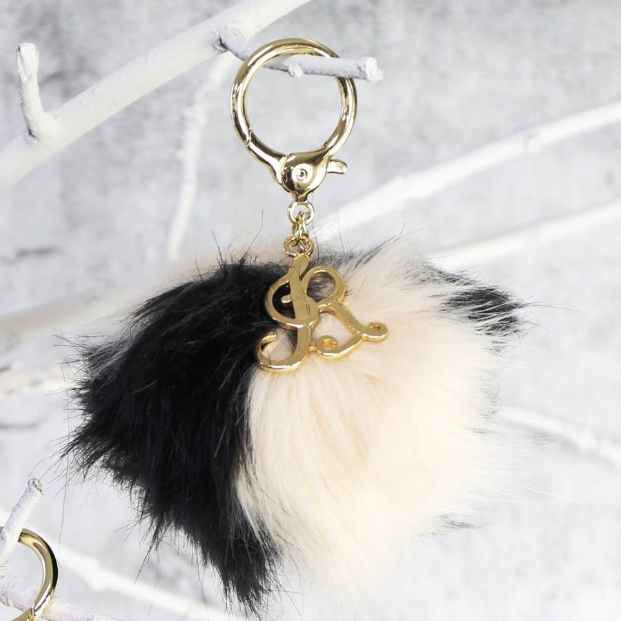 personalised fluffy pom pom bag charm or keyring by lisa angel