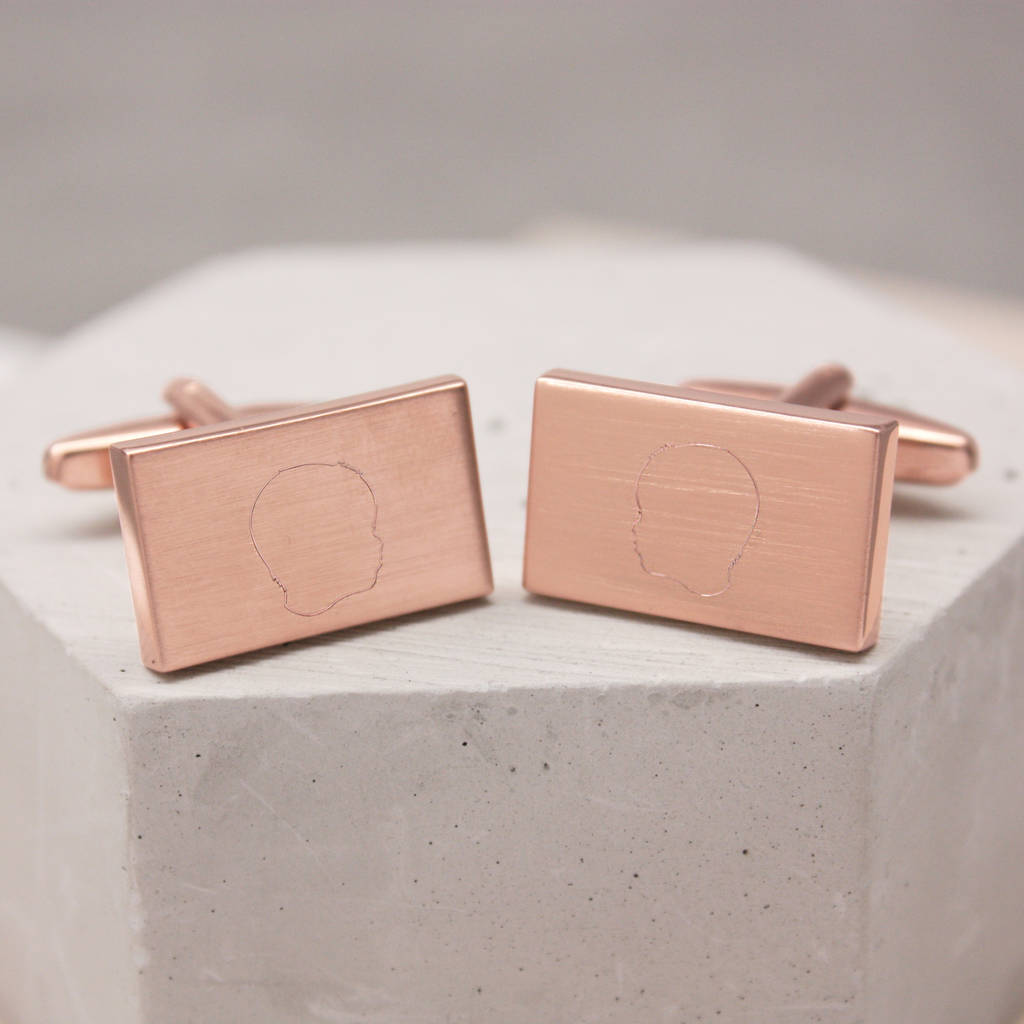 Image of Personalised Portrait Rectangular Cufflinks