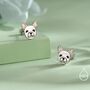 Cute French Bulldog Stud Earrings In Sterling Silver, thumbnail 3 of 11