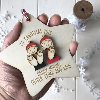 Personalised Triplets Family's 1st Christmas Decoration, 3 of 3