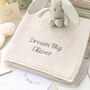 Personalised Sage Green Baby Blanket – Mini Stripe Design, thumbnail 2 of 12