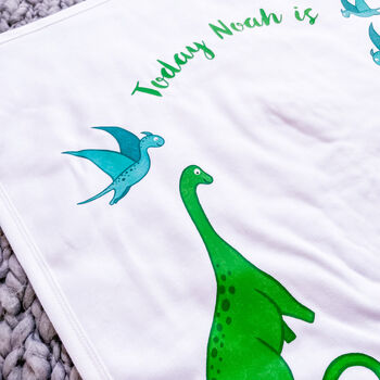 Personalised Dinosaur Baby Milestone Blanket Gift Set, 4 of 6
