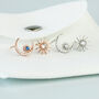 Sterling Silver Crystal Moon And Star Stud Earrings, thumbnail 1 of 6