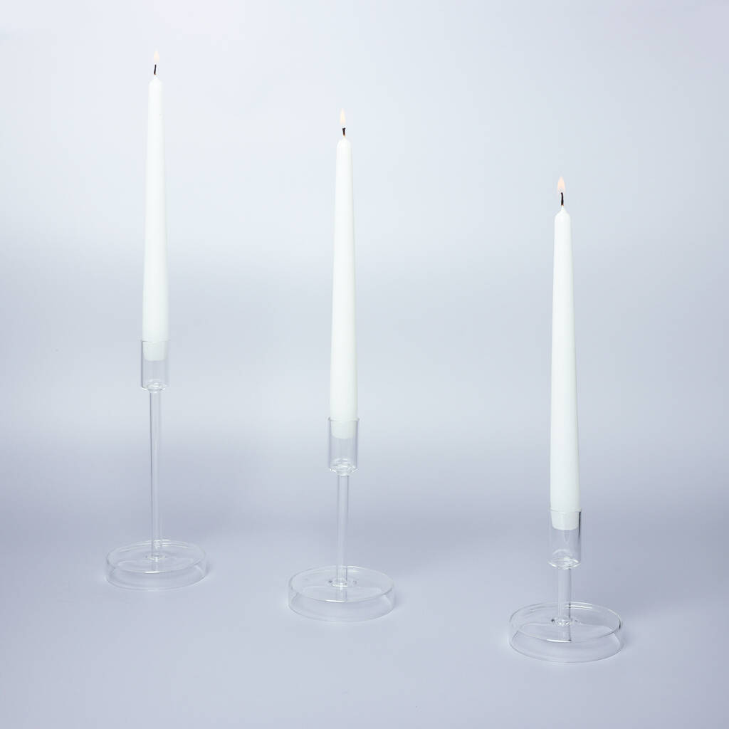 G Decor Set Of Three Scandi Clear Glass Candle Holders, 1 of 5
