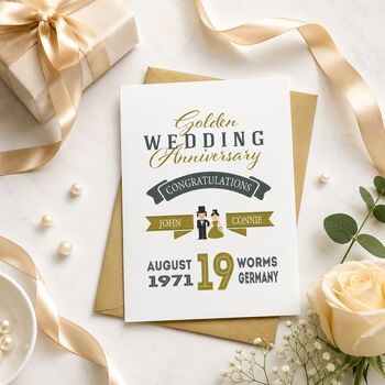 Personalised Golden Wedding Anniversary Card, 2 of 6
