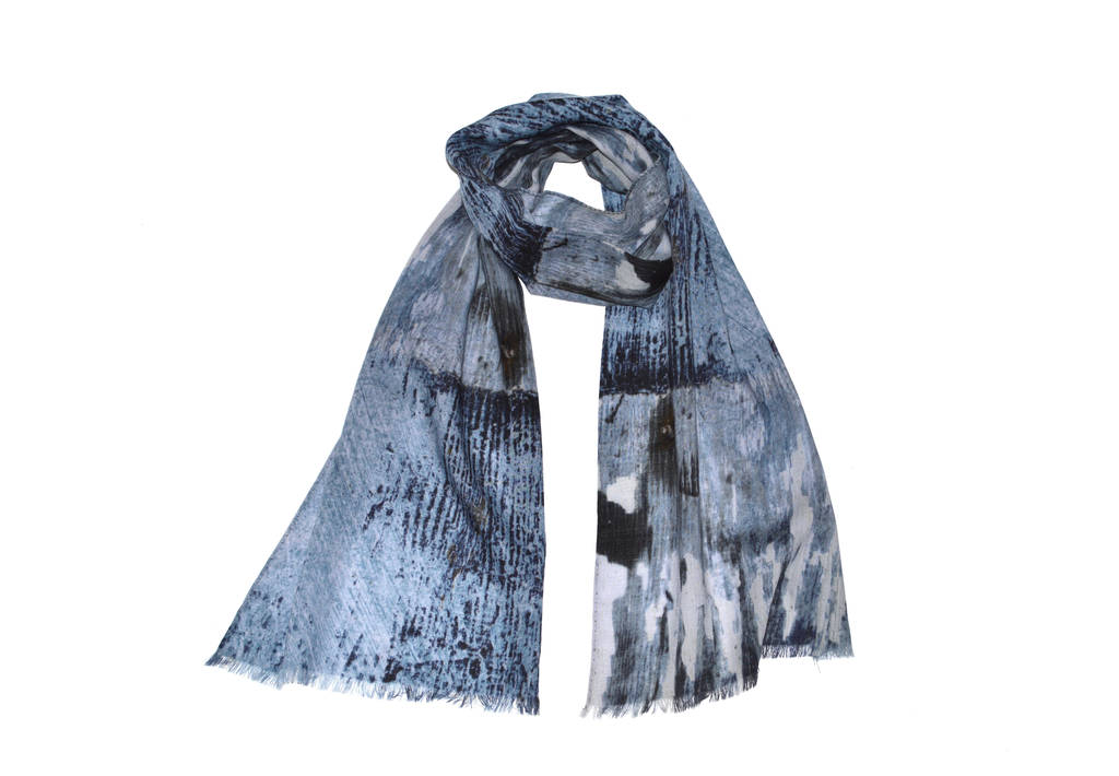 Blue Wool Cashmere Scarf, Limited Edition, 'Breeze' By Ruth Holly ...