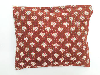 Large Toiletry Bag, Sari Zipper Pouch, Brown Lotus, 7 of 9