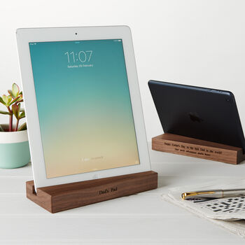 Personalised Tablet Stand In Oak Or Walnut, 7 of 9