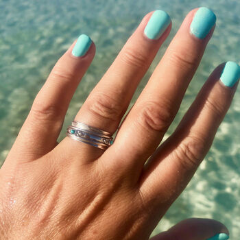 Rajalita Love Turquoise Silver Spinning Ring, 7 of 12