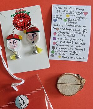 Festive Painted Father Christmas Earrings With Stand, 2 of 12