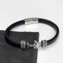 Personalised Men's Woven Leather Anchor Bracelet, thumbnail 2 of 3
