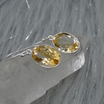 Oval Citrine Earrings: Dangle Drop, Sterling Silver, 4 of 6
