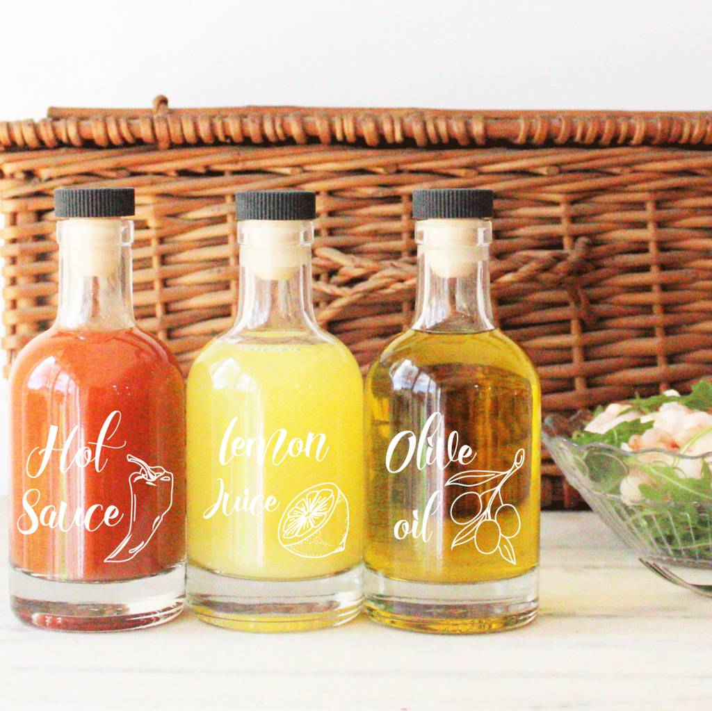 Triple Pack Decorative Condiment Bottles By Copper And Sable