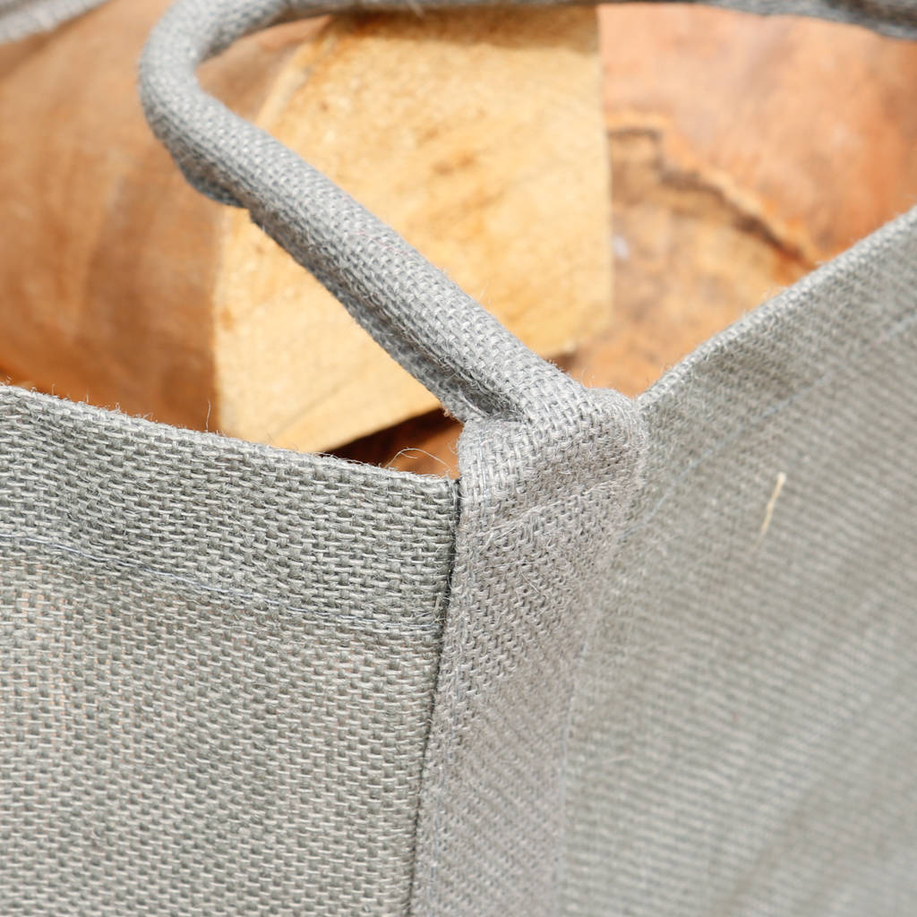 heavy duty french grey jute log bag by dibor