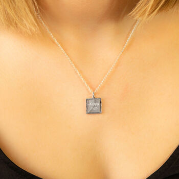 Engravable Sterling Silver Square Necklace, 3 of 5