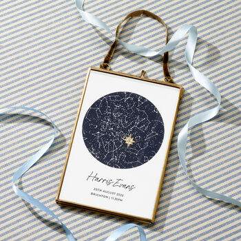 Personalised New Baby Night Sky Hand Stitched Print, 3 of 4