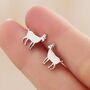 Goat Stud Earrings In Sterling Silver, thumbnail 1 of 12