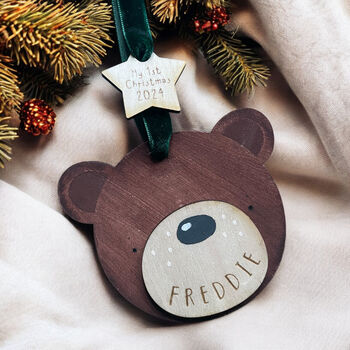 Hand Painted Personalised Christmas Decoration | Bear, 2 of 8