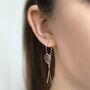 Moonstone Fish Hook Rose/Gold Plated Silver Earrings, thumbnail 5 of 7