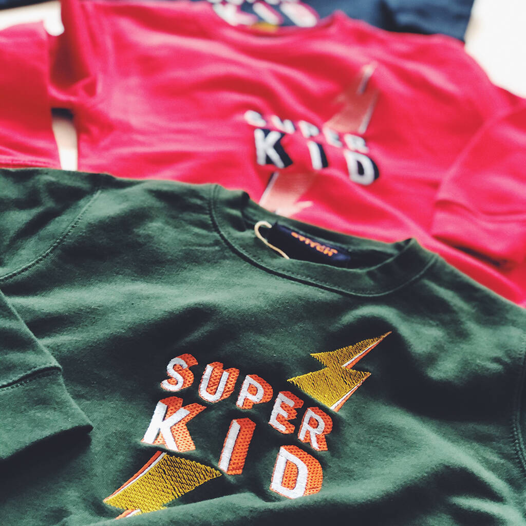 'Super Kid' Embroidered Sweatshirt, 1 of 3