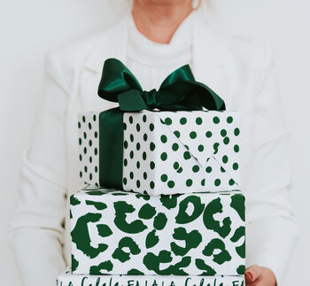 Green Polka Spotty Luxury Wrapping Paper, 2 of 6