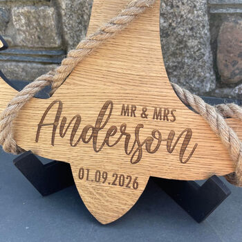 Personalised Nautical Anchor Wedding Guest Book With Stand, 5 of 5