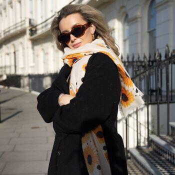 Sunflower Print Scarf In Personalised Gift Box, 6 of 7