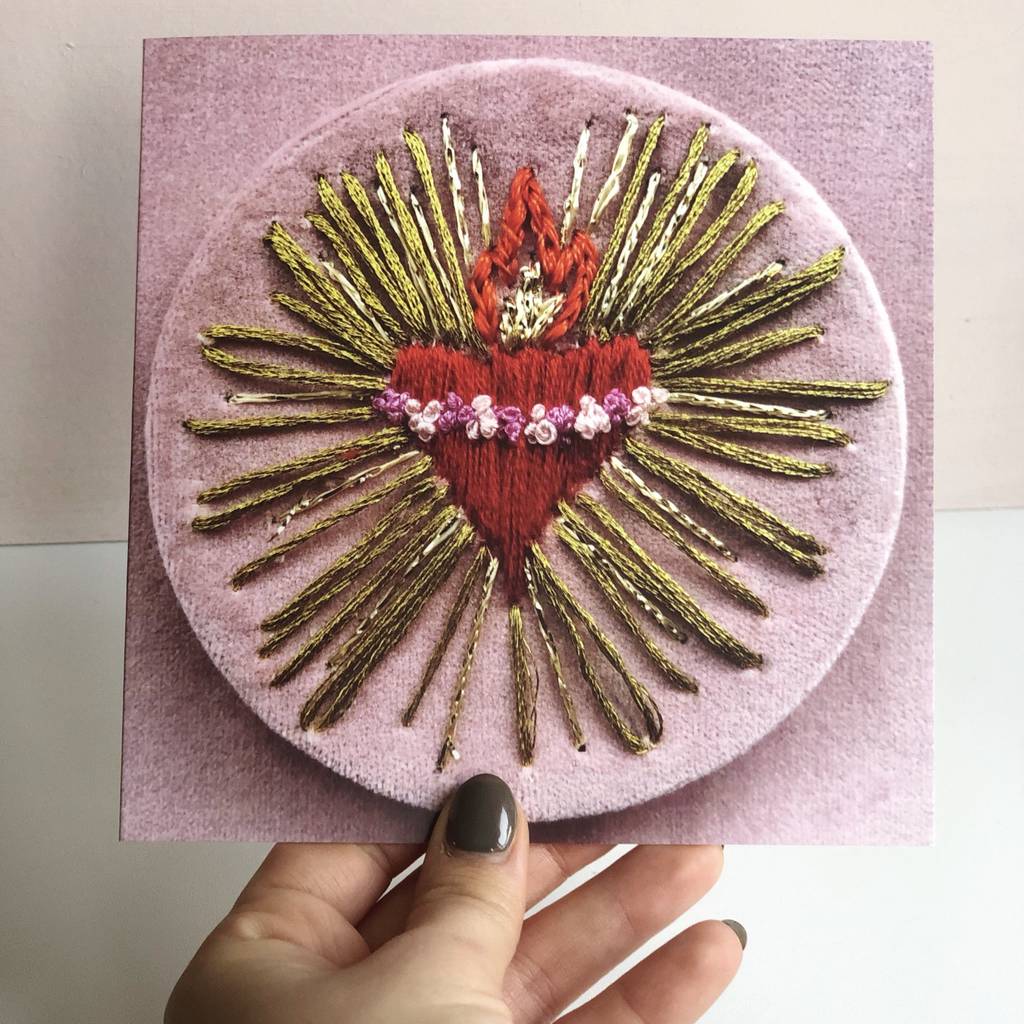 Embroidered Sacred Heart Valentine’s/ Anniversary Card, 1 of 3
