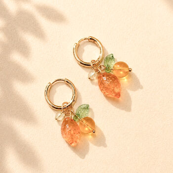 Lemon And Citrus Charm Hoop Earrings, 2 of 2