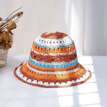 Monaco Cream Neroli Ombré Stripe Beach Hat, 2 of 5