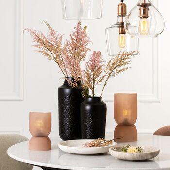 Fine Dusty Pink Ribbed Battery Powered Table Lamp, 3 of 3