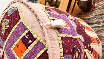 Handmade Bohemian Dusky Pink Elephant Pouffe, 5 of 8