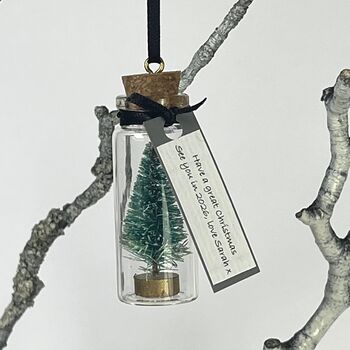 Tiny Christmas Tree In A Bottle Personalised Bauble, 12 of 12