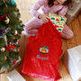 Personalised Santa Gift Sack With Christmas Fireplace Design, thumbnail 1 of 6