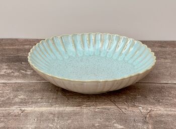 Sea Blue Scallop Edge Pasta/Serving Bowl, 23cm, 2 of 2
