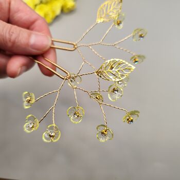 Yellow Flower Hair Pin Set Of Two, 8 of 9