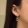 9ct Yellow Gold Open Heart Drop Earrings, thumbnail 2 of 3