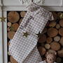Personalised Beige Gingham Stocking Embroidered, thumbnail 1 of 9