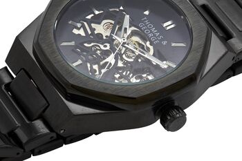 Mens Watch Automatic Skeleton Watch London Black Edition, 4 of 7