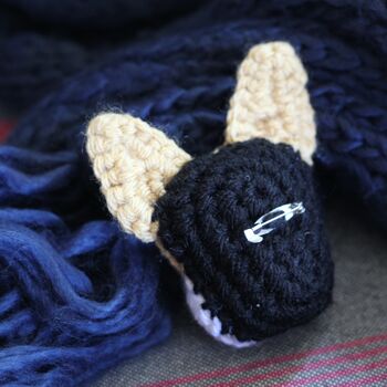 Personalised Crochet Dog Face Brooch Letterbox Gift, 5 of 9