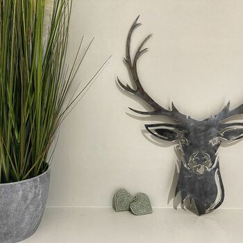 Stag Head Large Antler Metal Wall Plaque, 2 of 7
