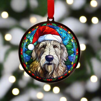 Irish Wolfhound In Santa Hat Suncatcher Decoration, 2 of 6