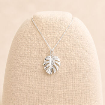Personalised Sterling Silver Monstera Leaf Pendant Necklace, 4 of 11