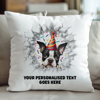 Personalised Boston Terrier Birthday Break Through Dog, 5 of 8