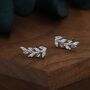 Sterling Silver Sparkly Leaf Cz Stud Earrings, thumbnail 4 of 12